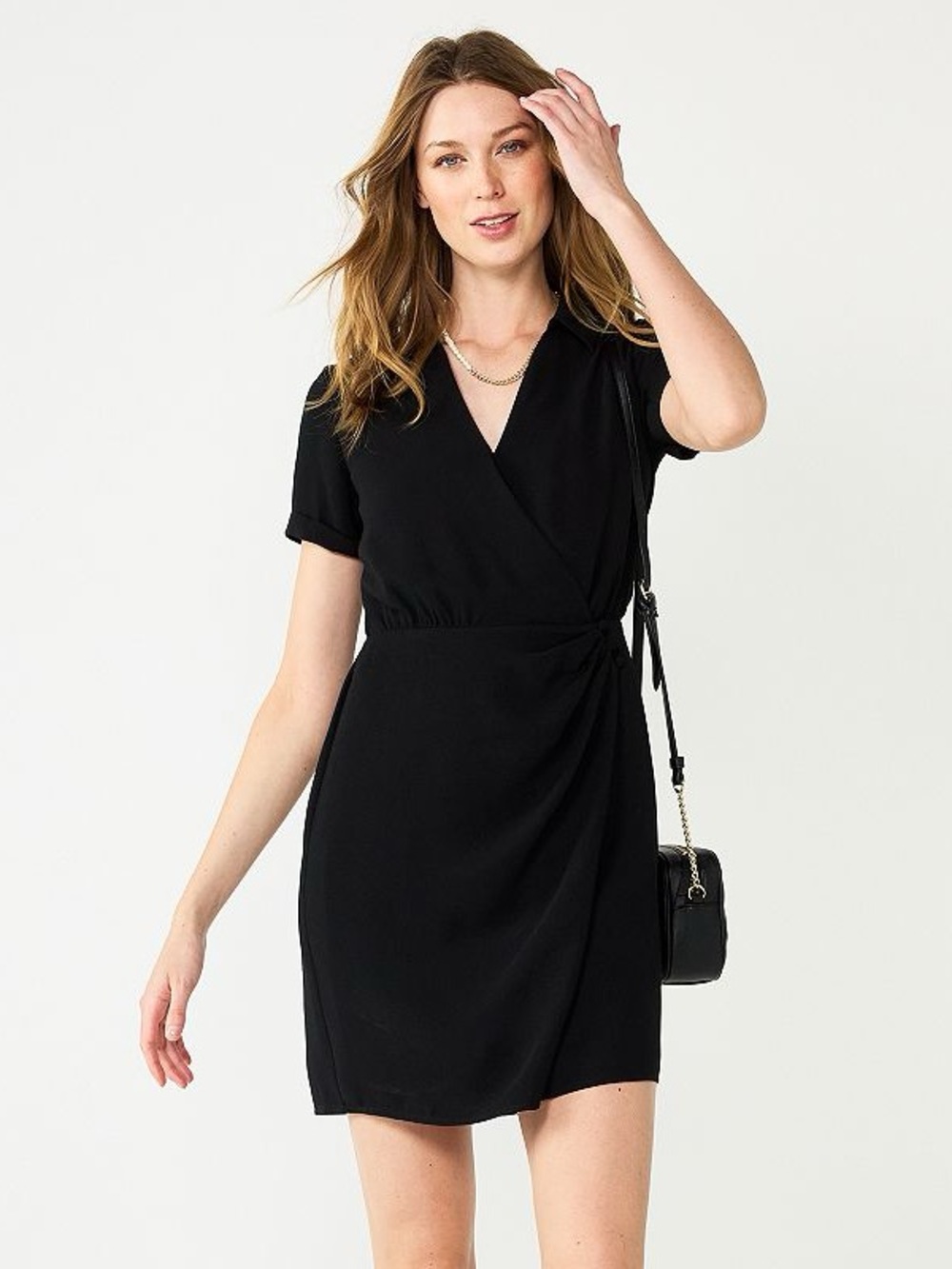 NINE WEST SHORT SLEEVE WRAP DRESS